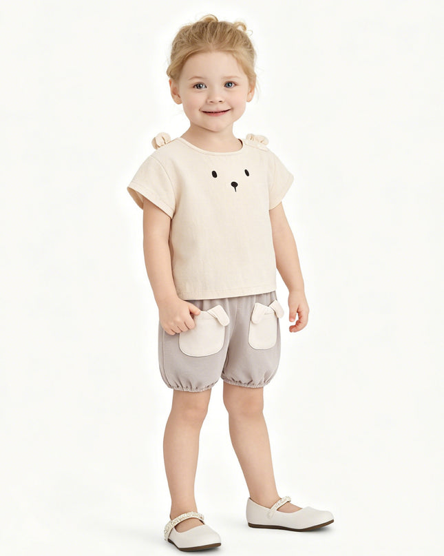 kids atelier banblu Beige Bear Pocket Set