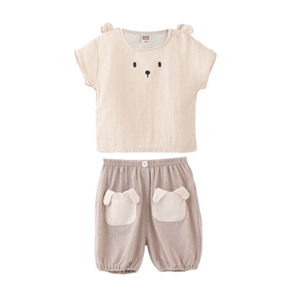 kids atelier banblu Beige Bear Pocket Set