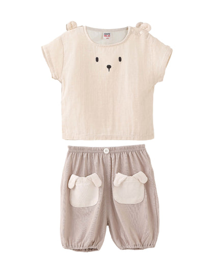 kids atelier banblu Beige Bear Pocket Set