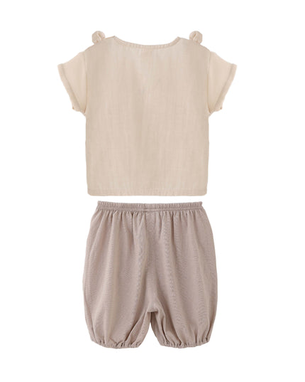 kids atelier banblu Beige Bear Pocket Set