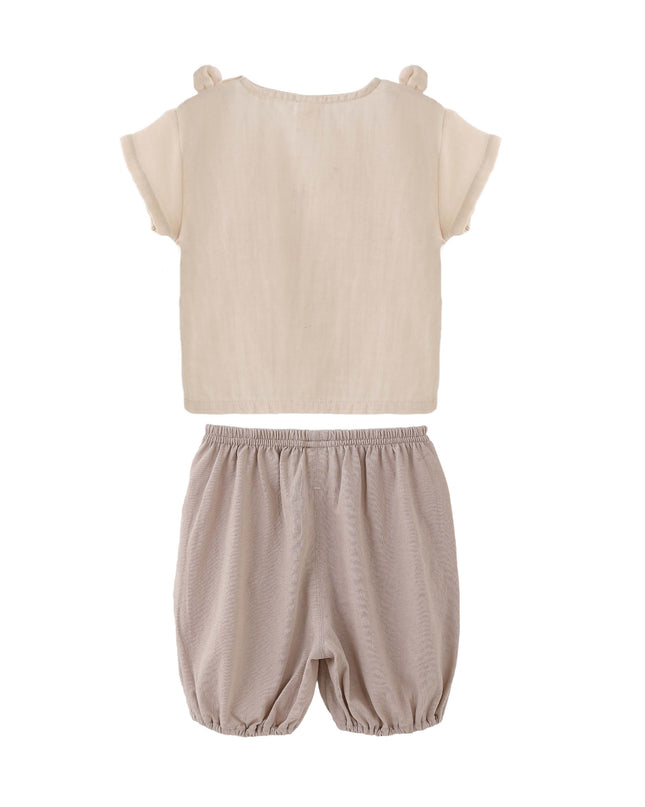 kids atelier banblu Beige Bear Pocket Set