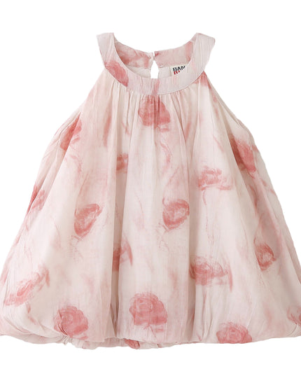 kids atelier banblu Pink Floral Balloon Dress