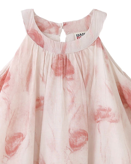 kids atelier banblu Pink Floral Balloon Dress