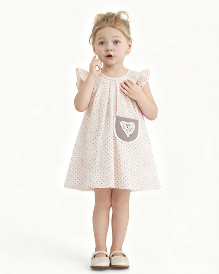 kids atelier banblu Beige Heart Dot Dress