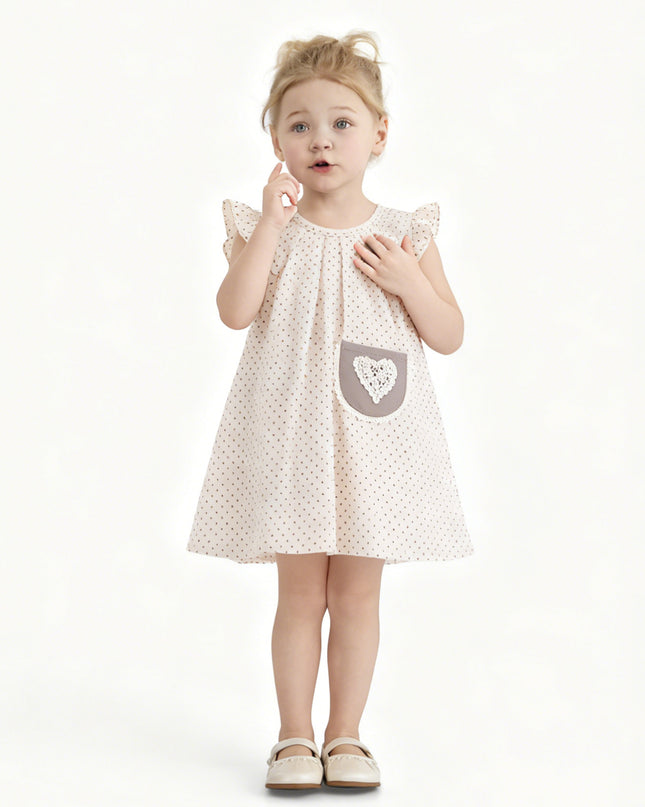 kids atelier banblu Beige Heart Dot Dress