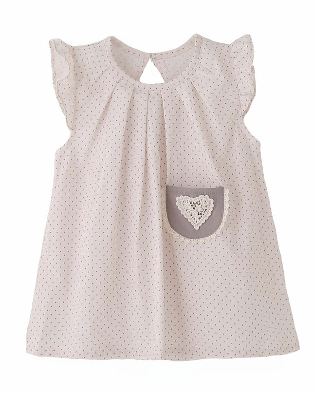 kids atelier banblu Beige Heart Dot Dress