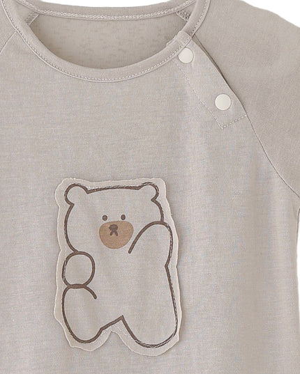 kids atelier banblu Beige Bear Shirt & Checkered Shorts Set