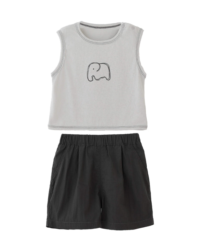 kids atelier banblu Brown Elephant Short Set