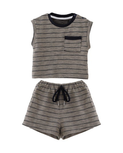 kids atelier banblu Gray Stripe Pocket Set