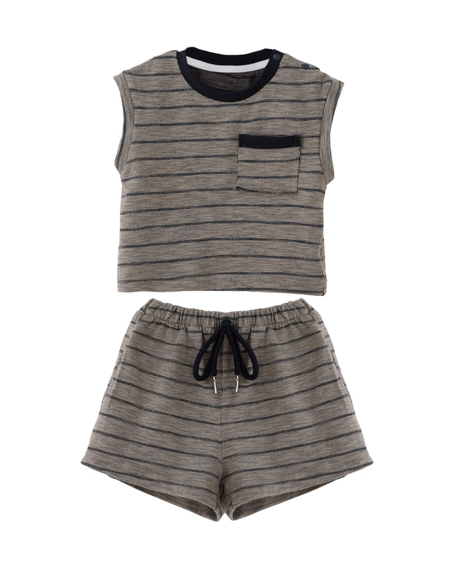 kids atelier banblu Gray Stripe Pocket Set