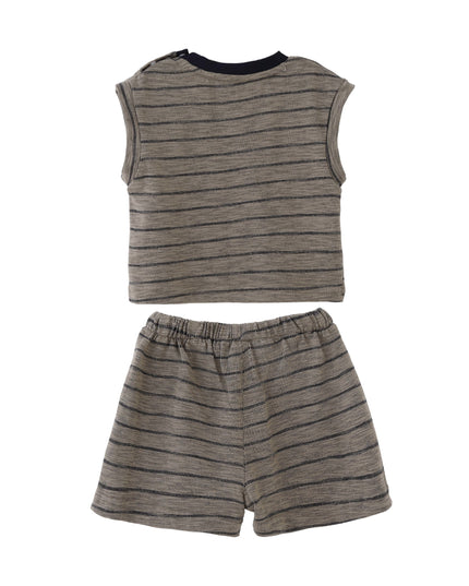 kids atelier banblu Gray Stripe Pocket Set