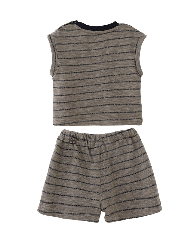 kids atelier banblu Gray Stripe Pocket Set