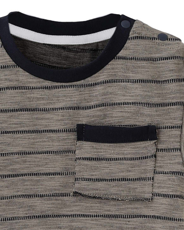kids atelier banblu Gray Stripe Pocket Set
