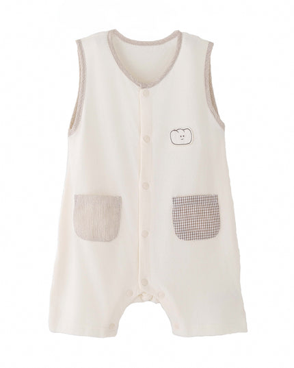 kids atelier banblu Cream Bear Pocket Romper