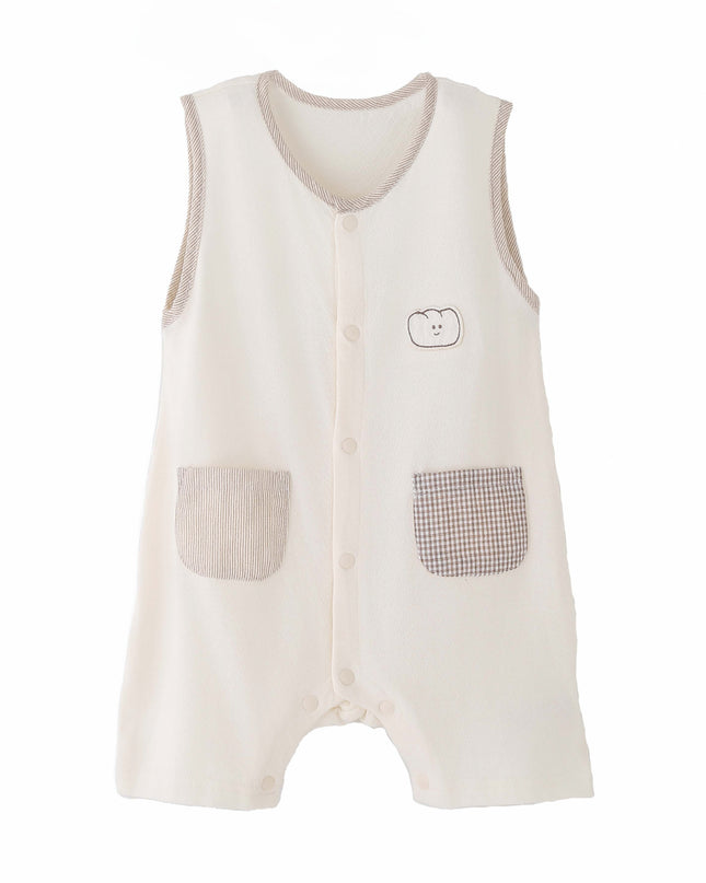 kids atelier banblu Cream Bear Pocket Romper