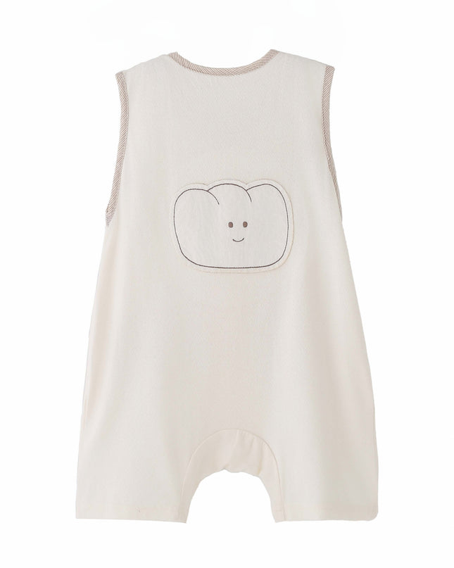 kids atelier banblu Cream Bear Pocket Romper