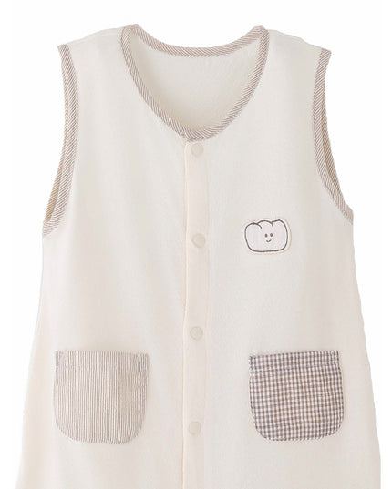 kids atelier banblu Cream Bear Pocket Romper
