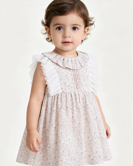 kids atelier banblu Cream Floral Ruffle Dress