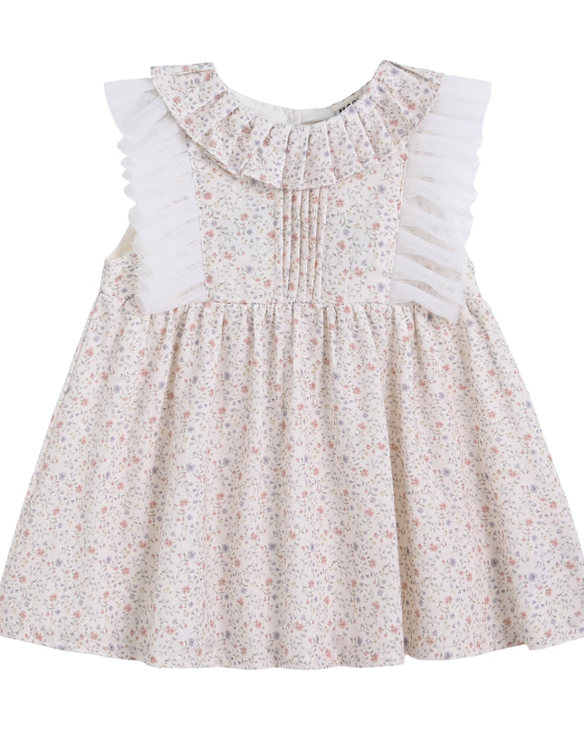 kids atelier banblu Cream Floral Ruffle Dress