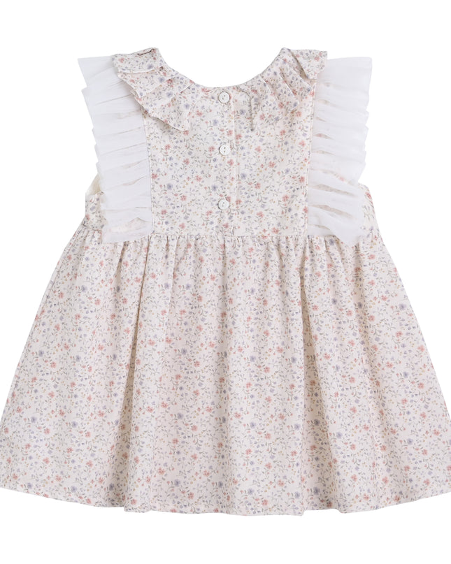 kids atelier banblu Cream Floral Ruffle Dress