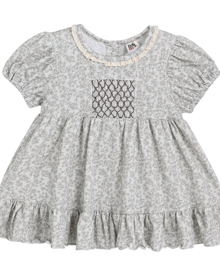 kids atelier banblu Brown Floral Smocked Dress