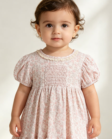 kids atelier banblu Pink Floral Smocked Dress