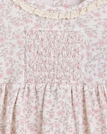 Pink Floral Smocked Dress