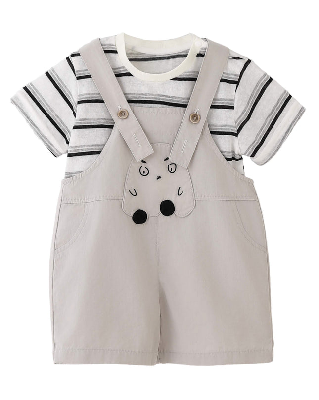 kids atelier banblu Beige Animal Overall Set
