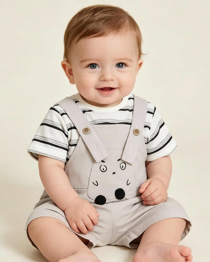 kids atelier banblu Beige Animal Overall Set