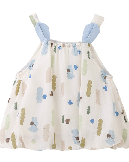 kids atelier banblu Blue Patterned Shoulder Strap Dress