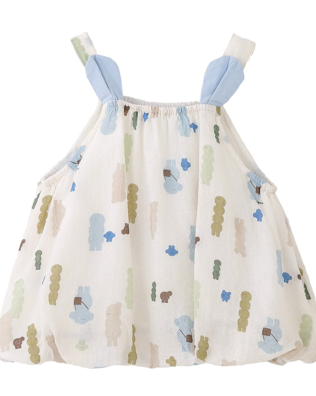 kids atelier banblu Blue Patterned Shoulder Strap Dress