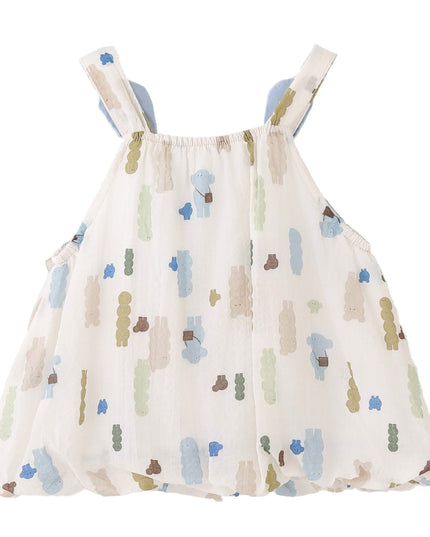 kids atelier banblu Blue Patterned Shoulder Strap Dress