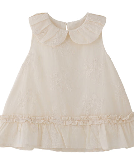 kids atelier banblu Cream Embroidered Collar Dress