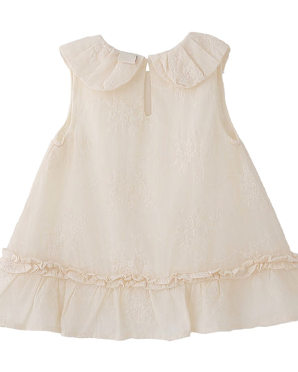kids atelier banblu Cream Embroidered Collar Dress
