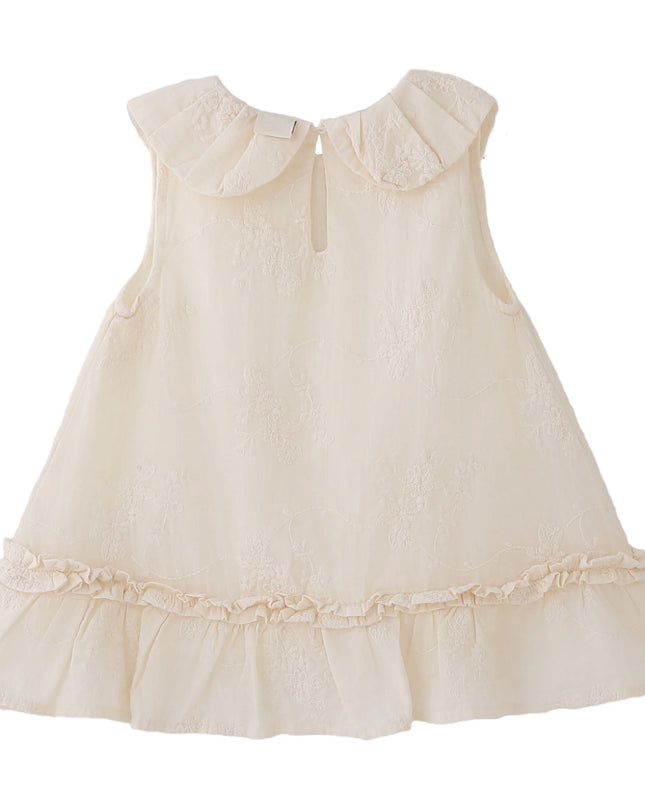 kids atelier banblu Cream Embroidered Collar Dress