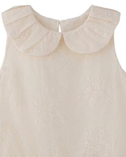 kids atelier banblu Cream Embroidered Collar Dress