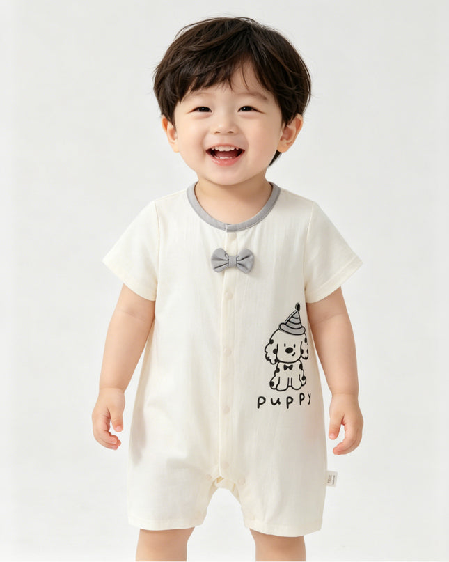 kids atelier banblu Cream Puppy Bow Romper