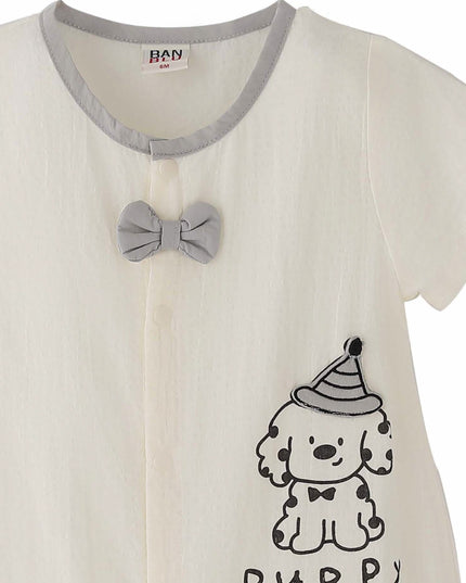 kids atelier banblu Cream Puppy Bow Romper