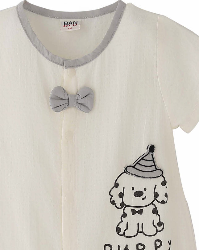 kids atelier banblu Cream Puppy Bow Romper