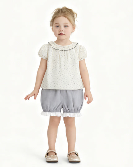 kids atelier banblu Gray Ruffle Dot Set