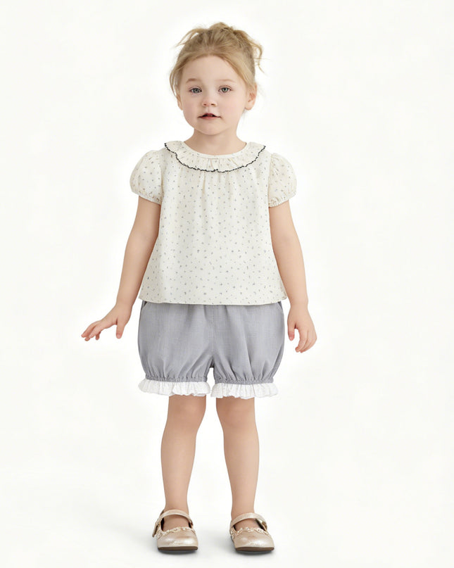 kids atelier banblu Gray Ruffle Dot Set