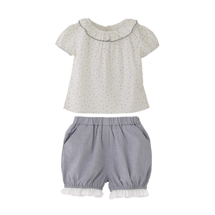 kids atelier banblu Gray Ruffle Dot Set