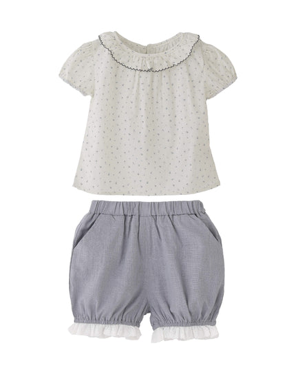 kids atelier banblu Gray Ruffle Dot Set