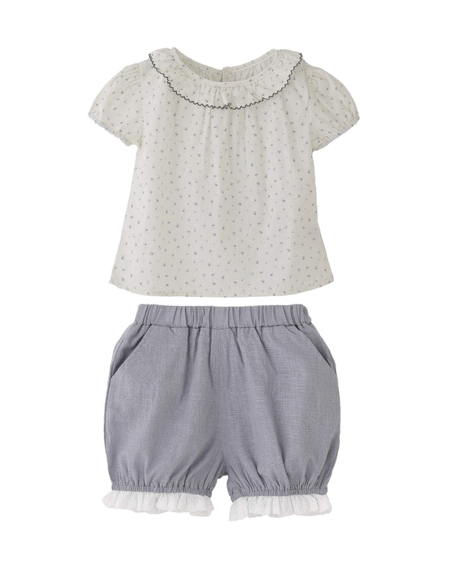 kids atelier banblu Gray Ruffle Dot Set