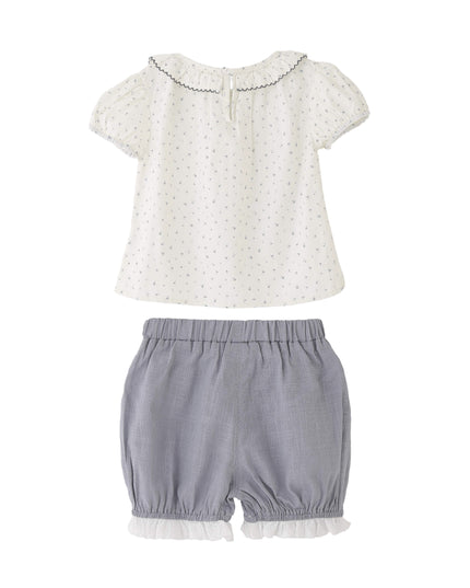 kids atelier banblu Gray Ruffle Dot Set