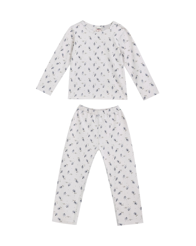 kids atelier banblu White Feather Cotton Pajama Set