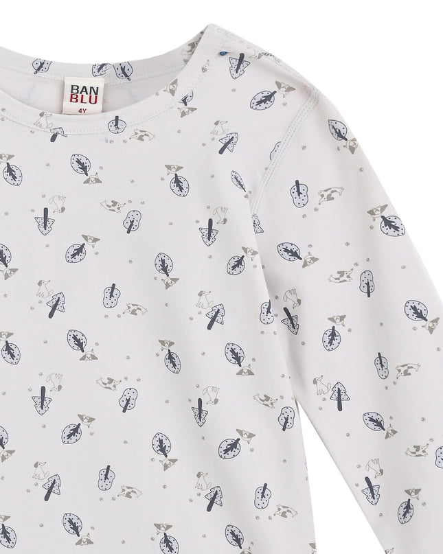 kids atelier banblu White Feather Cotton Pajama Set