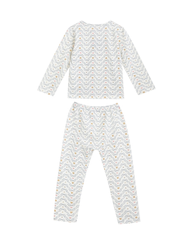 kids atelier banblu White cotton Zigzag Sleepwear Set