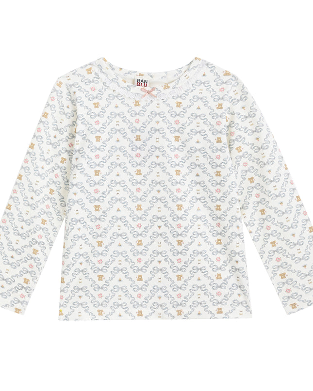 kids atelier banblu White cotton Zigzag Sleepwear Set