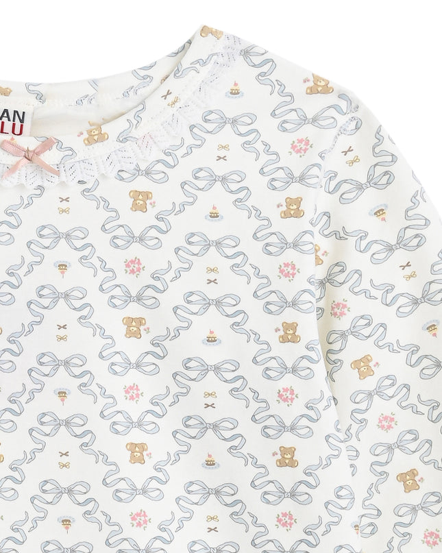 kids atelier banblu White cotton Zigzag Sleepwear Set